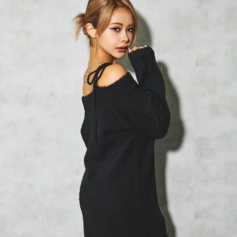 レディース　シャギーチュニックニットプルオーバー（かとみか）