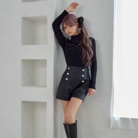 レディース　胸元ビジューニットプルオーバー（今井アンジェリカ）