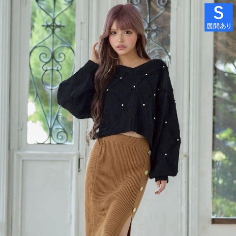 レディース　ビジューダイヤ柄ニットプルオーバー（今井アンジェリカ）