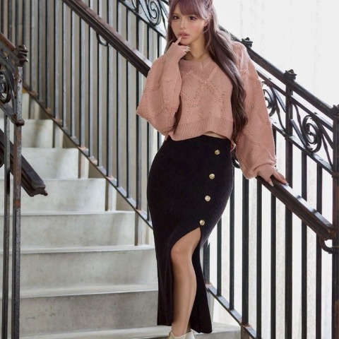 レディース　ビジューダイヤ柄ニットプルオーバー（今井アンジェリカ）