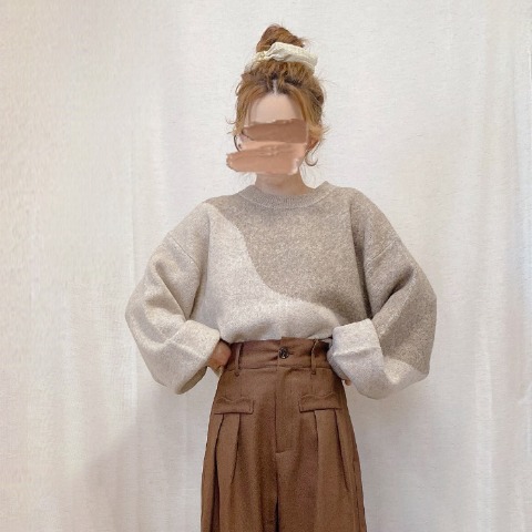 レディース　ウェーブ柄ニットプルオーバー（akane）