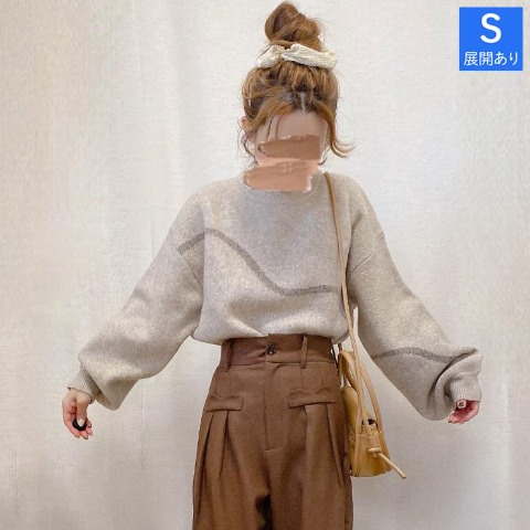 レディース　【低身長さん向け】ニュアンス柄ニットプルオーバー（akane）