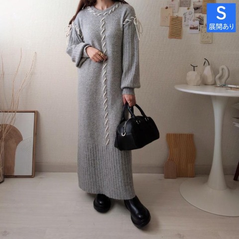 レディース　ステッチ使いニットワンピース（Daaco）