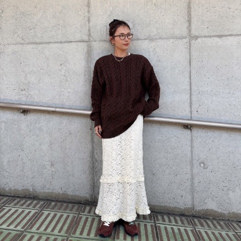 レディース　ケーブルニットプルオーバー（kaoru）
