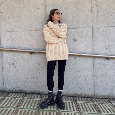 レディース　ケーブルニットプルオーバー（kaoru）