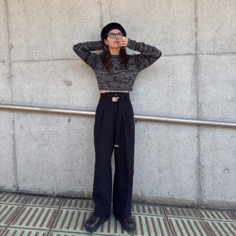 レディース　クロップド丈ニットプルオーバー（kaoru）
