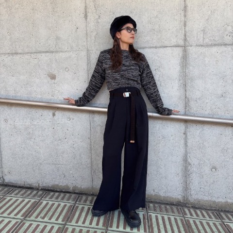 レディース　クロップド丈ニットプルオーバー（kaoru）