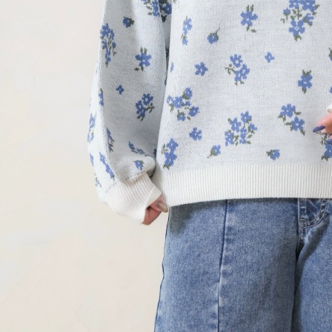 レディース　花柄ニットプルオーバー(yuki×Taiyou)