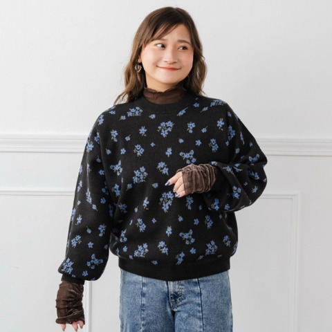 レディース　花柄ニットプルオーバー(yuki×Taiyou)