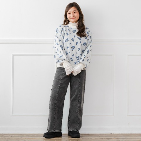 レディース　花柄ニットプルオーバー(yuki×Taiyou)