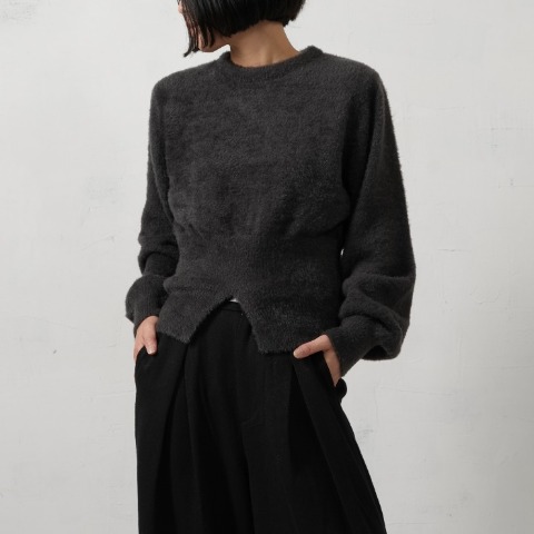 レディース　フェザーヤーン裾スリットニットプルオーバー（natsuki）