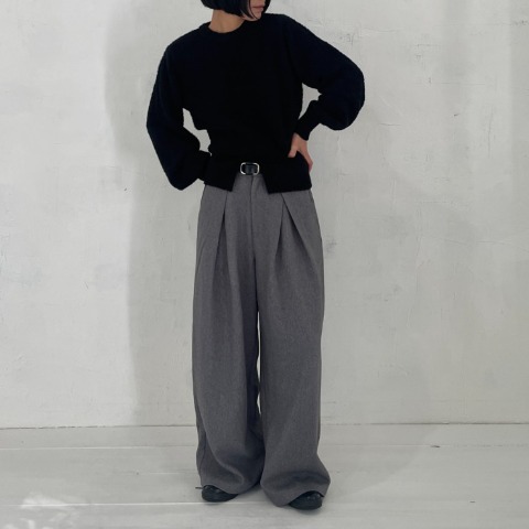 レディース　フェザーヤーン裾スリットニットプルオーバー（natsuki）