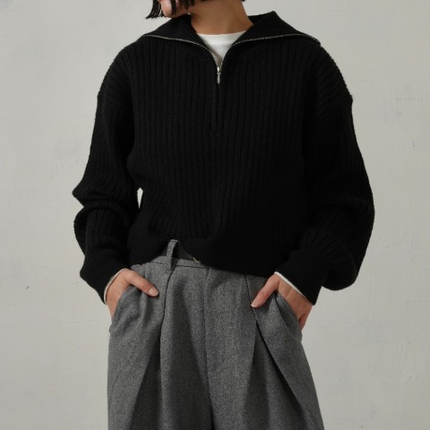 レディース　衿付きハーフZIPニットプルオーバー（natsuki）