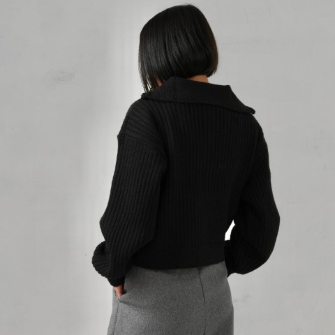 レディース　衿付きハーフZIPニットプルオーバー（natsuki）