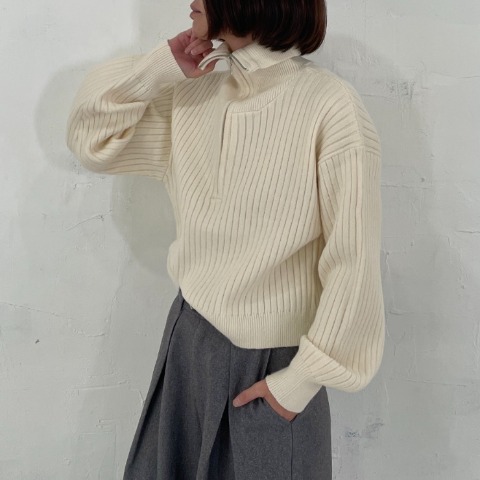 レディース　衿付きハーフZIPニットプルオーバー（natsuki）