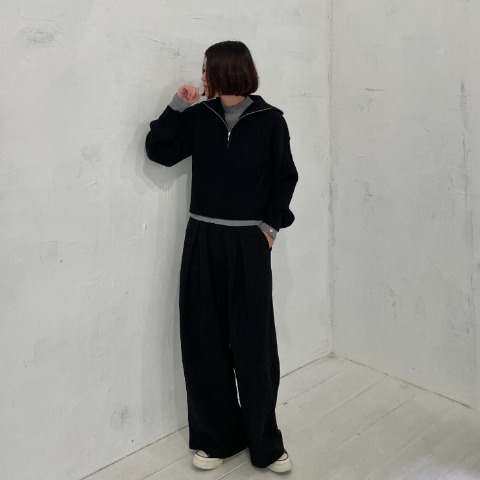 レディース　衿付きハーフZIPニットプルオーバー（natsuki）