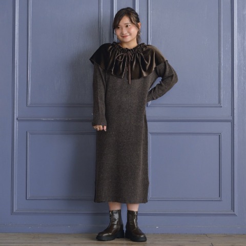 レディース　ベロアビスチェ付きニットワンピース(yuki×Taiyou)