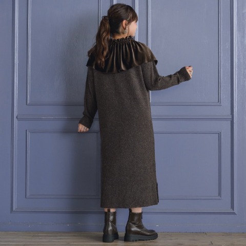 レディース　ベロアビスチェ付きニットワンピース(yuki×Taiyou)