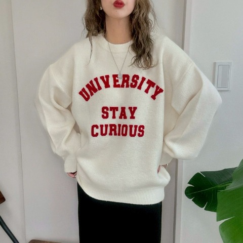 レディース　フロッキーロゴニットプルオーバー（NON）