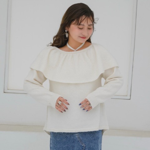 レディース　ケープ襟ニットプルオーバー(yuki×Taiyou)