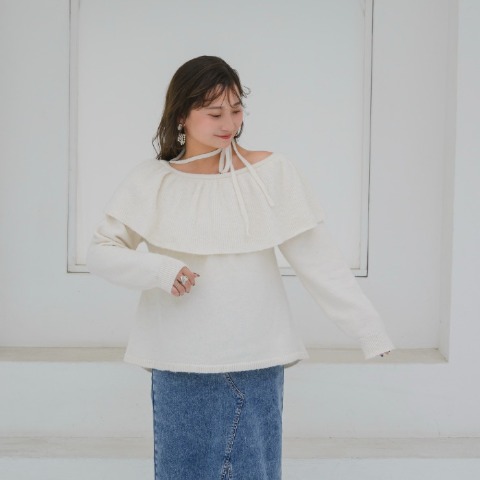 レディース　ケープ襟ニットプルオーバー(yuki×Taiyou)