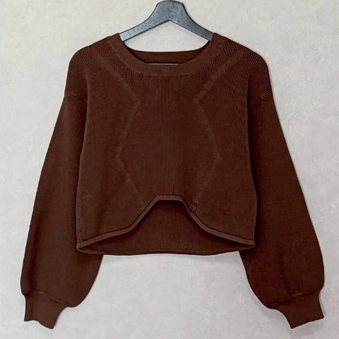 レディース　ショート丈ニットプルオーバー（ちゃな）