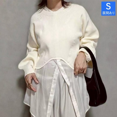 レディース　ショート丈ニットプルオーバー（ちゃな）