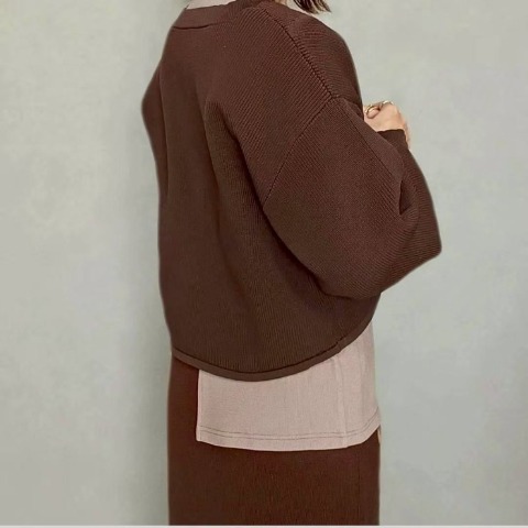 レディース　ショート丈ニットプルオーバー（ちゃな）