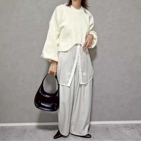 レディース　ショート丈ニットプルオーバー（ちゃな）