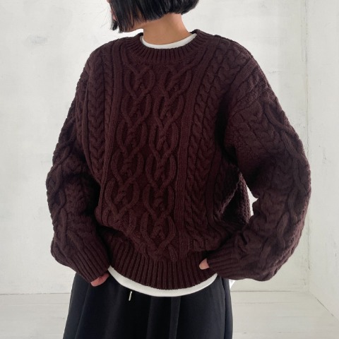 レディース　アラン柄ニットプルオーバー（natsuki）