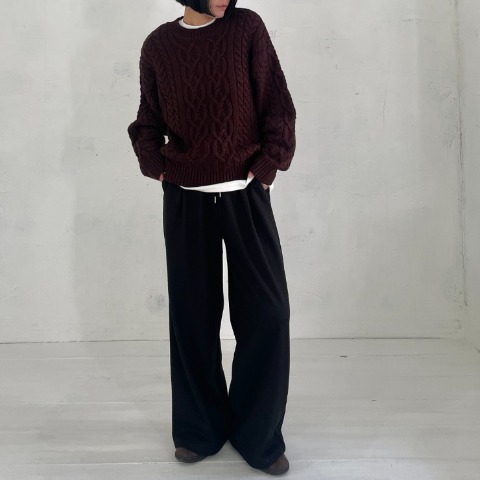 レディース　アラン柄ニットプルオーバー（natsuki）