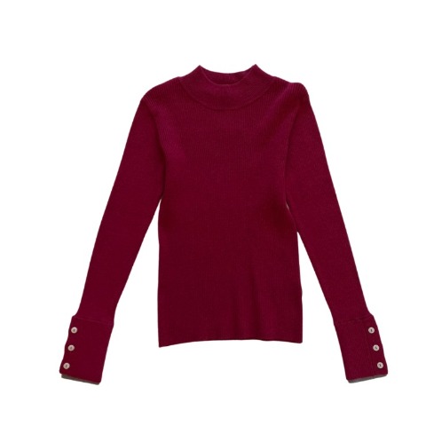 レディース　袖ボタン配色ニットプルオーバー（natsuki）