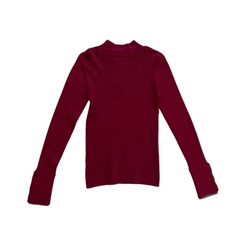 レディース　袖ボタン配色ニットプルオーバー（natsuki）