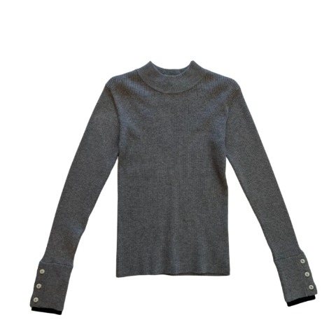 レディース　袖ボタン配色ニットプルオーバー（natsuki）