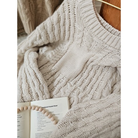 レディース　パッチワーク編地ニットプルオーバー（yuu）