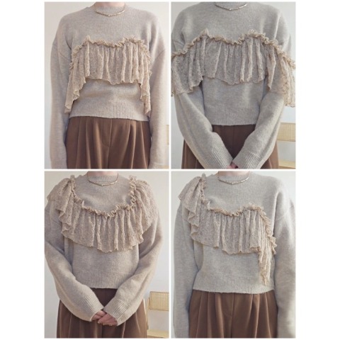 レディース　レースドッキングニットプルオーバー（yuu）