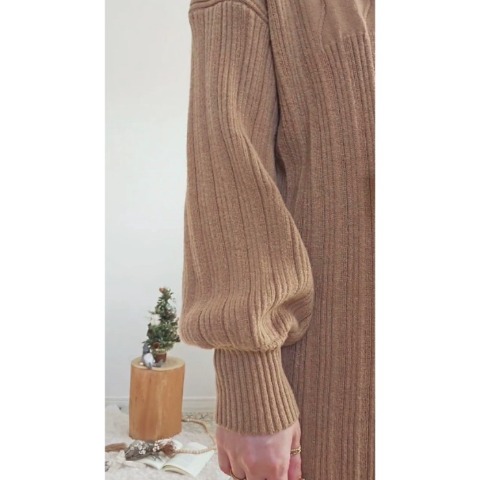 レディース　編地切り替えニットワンピース（yuu）