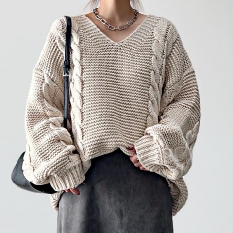 レディース　ハンドニットプルオーバー（yumi）
