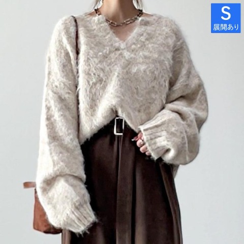 レディース　キーネックニットプルオーバー（yumi）