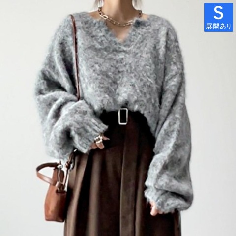 レディース　キーネックニットプルオーバー（yumi）