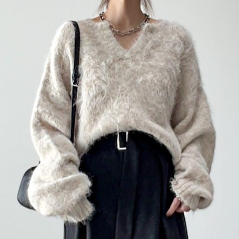 レディース　キーネックニットプルオーバー（yumi）