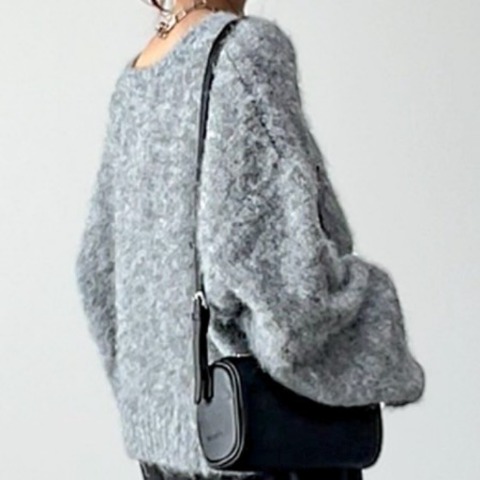 レディース　キーネックニットプルオーバー（yumi）