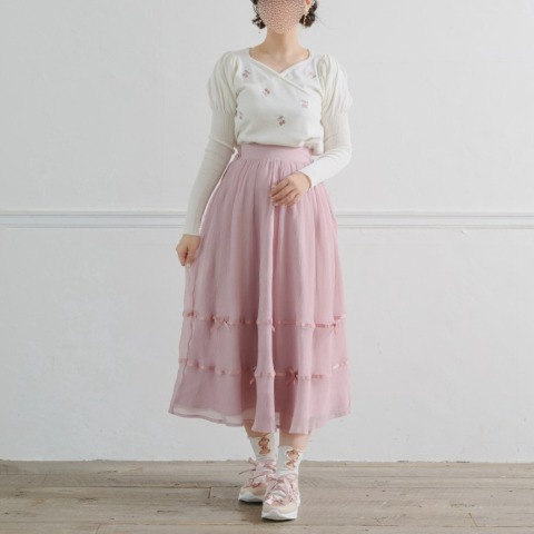 レディース　サクランボ刺繍ニットプルオーバー(maki)