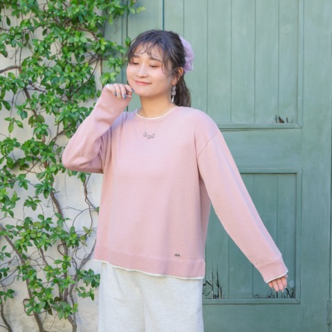 レディース　レイヤード風配色ニットプルオーバー（Taiyou）