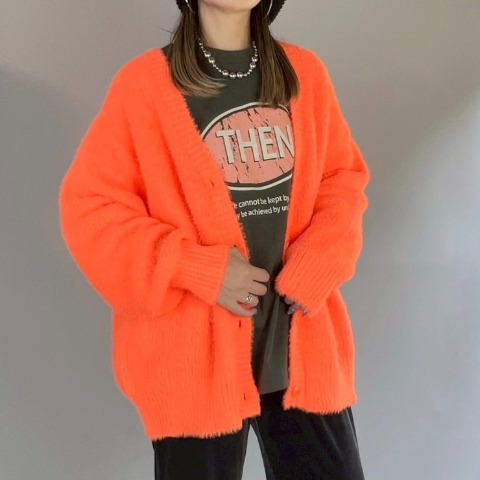 レディース　カラーフェザーカーディガン（NATSUMI）