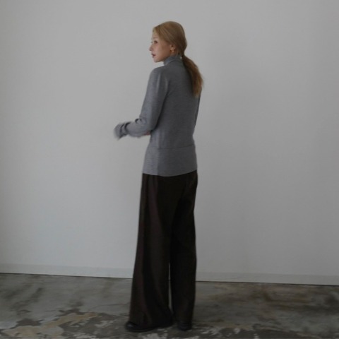 レディース　スリットZIPハイネックニットカーディガン（hideka）