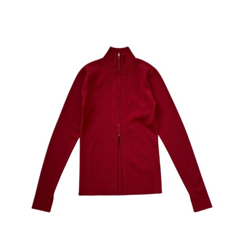 レディース　スリットZIPハイネックニットカーディガン（hideka）