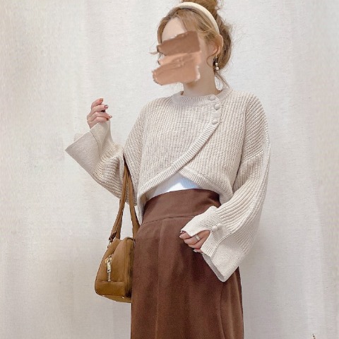 レディース　【低身長さん向け】短丈ニットカーディガン（akane）