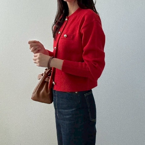 レディース　ゴールドボタンニットカーディガン（misato）