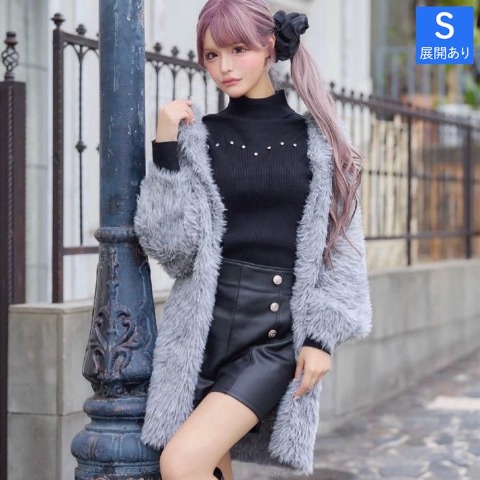 レディース　ファーライクニットカーディガン（今井アンジェリカ）